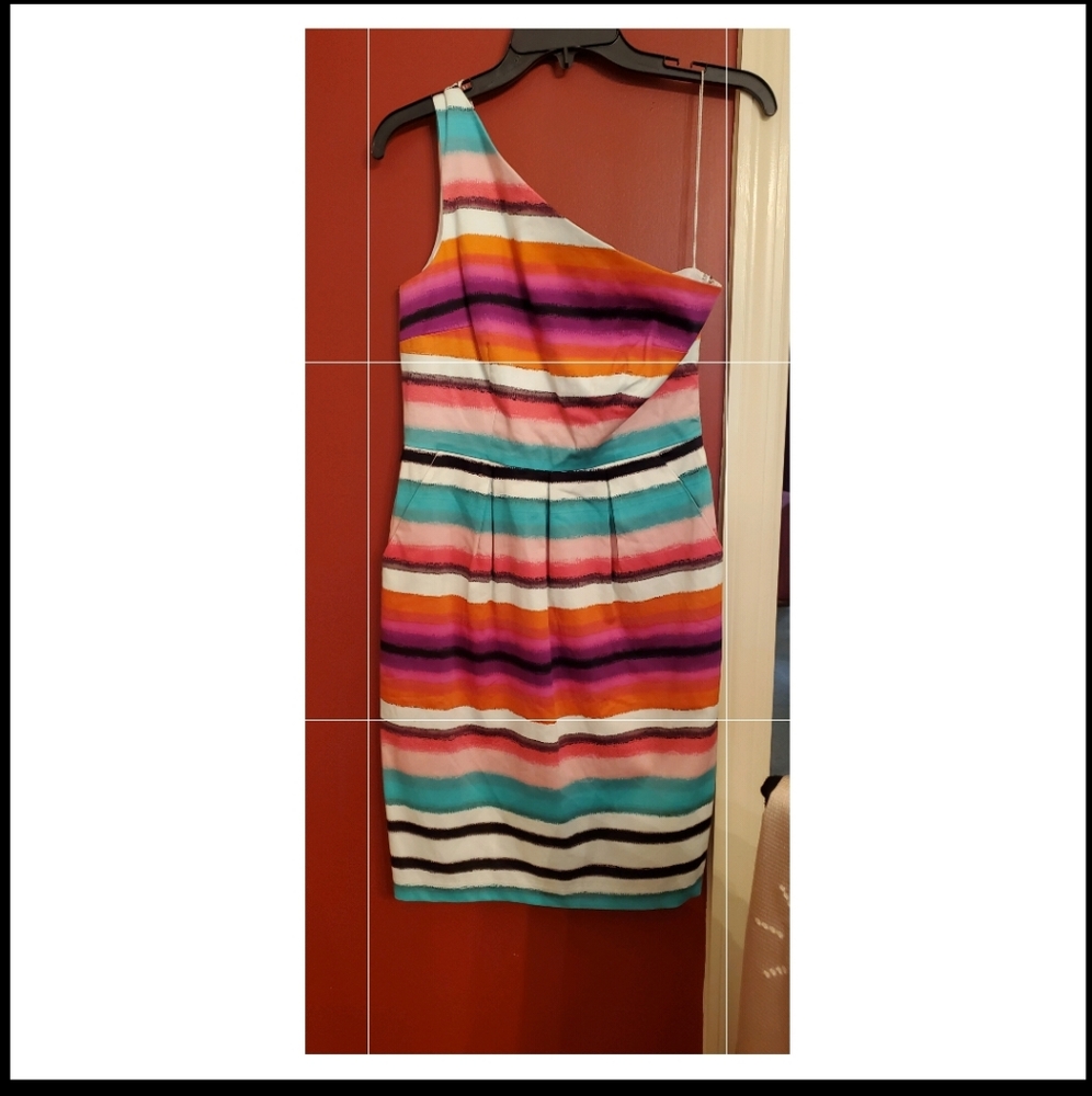 One shoulder London Times striped dress